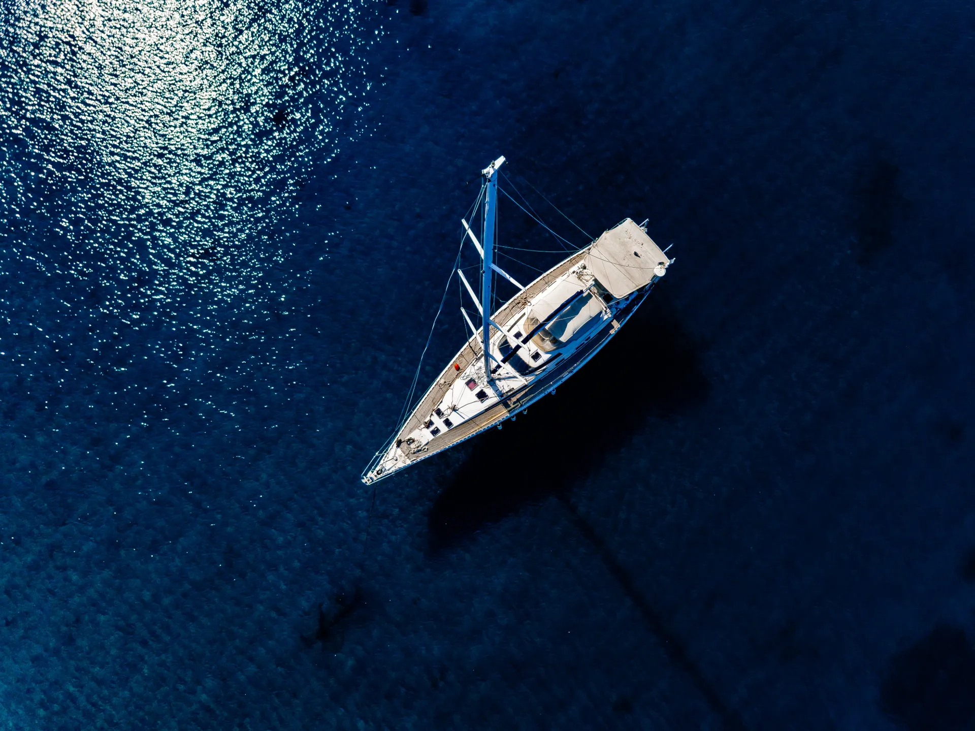 yacht aerial birds eye