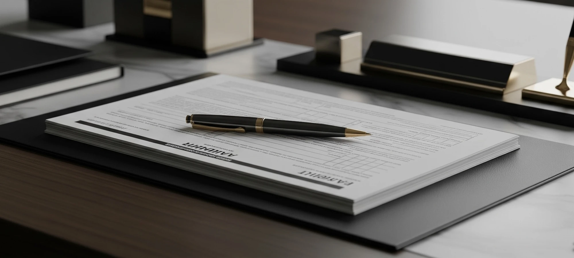 pen on paper on legal desk
