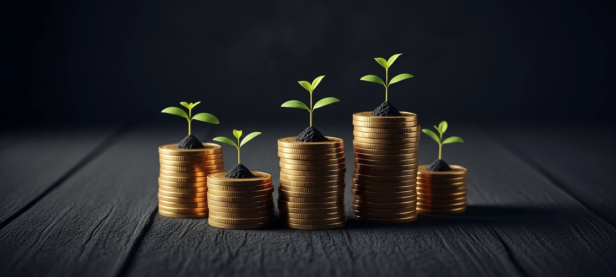stack of coins with rowing seedling plants
