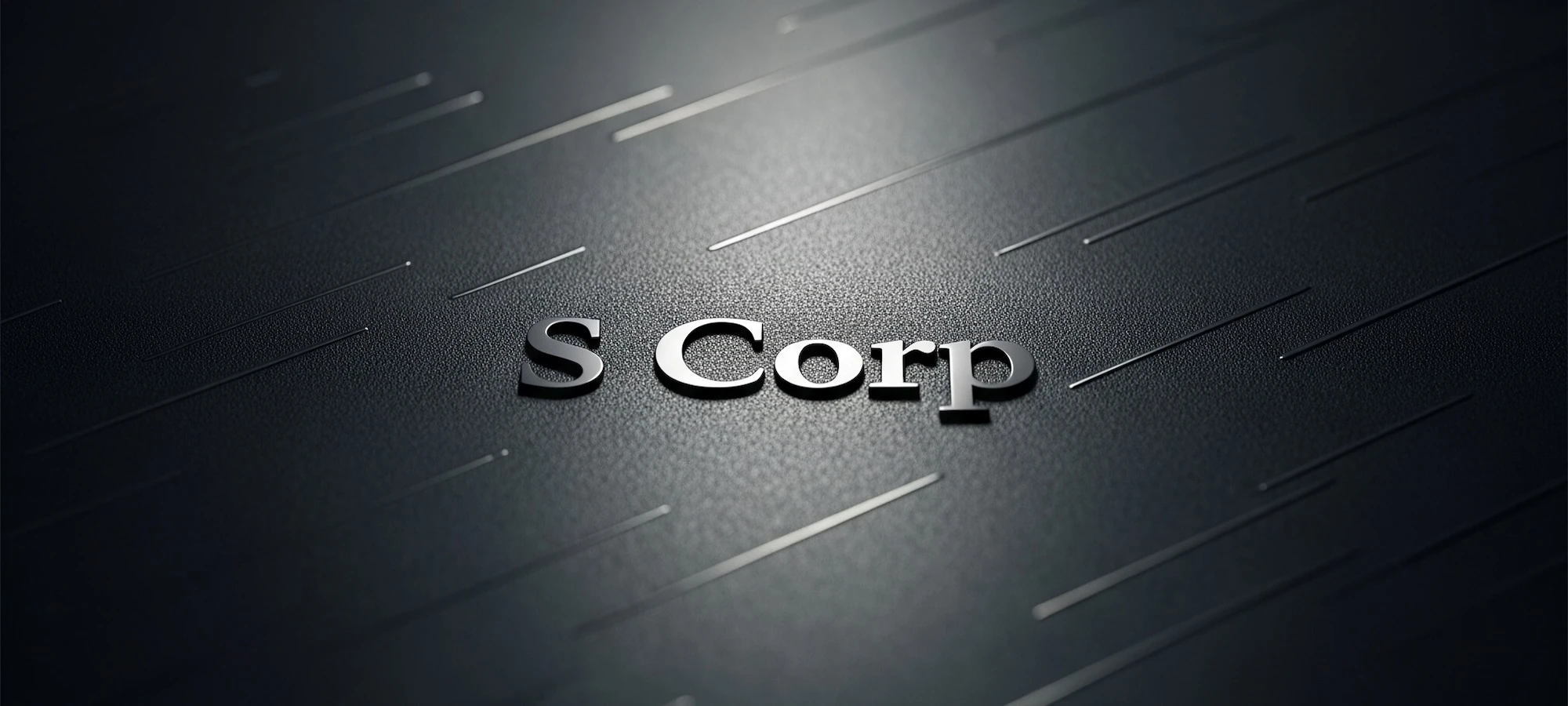 s corp engraved on dark background